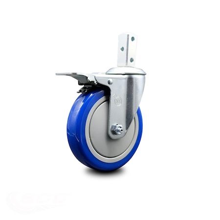 Service Caster 5 Inch Blue Poly Wheel Swivel 3/4 Inch Square Stem Caster with Total Lock Brake SCC-SQTTL20S514-PPUB-BLUE-34